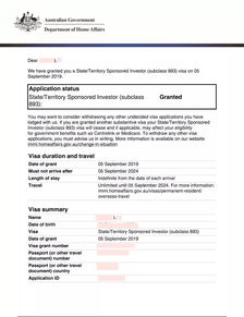 恭喜L女士成功獲得893商業投資者永居簽證！